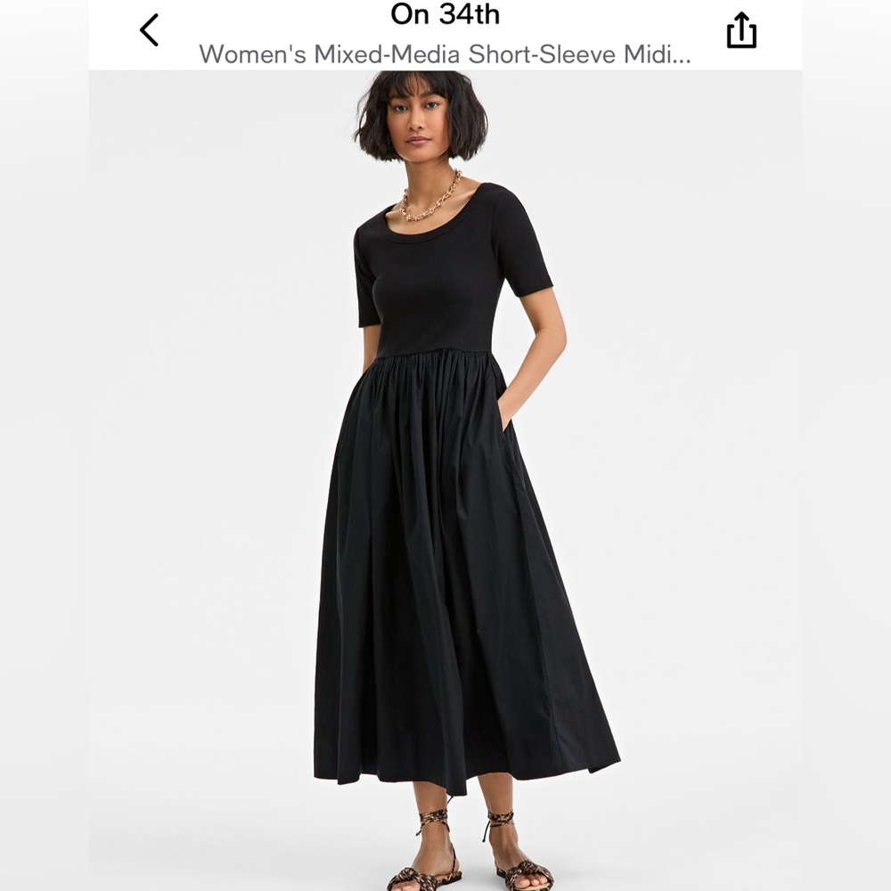 NWT $69 On 34th Mixed-Media Short-Sleeve Dress - Black, Women’s Size XL